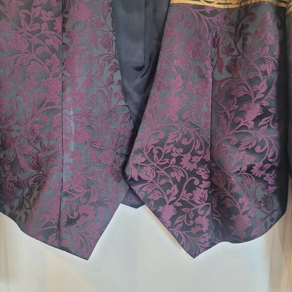 Longhorn Vintage Women's Burgundy/Black/Gold Acetate/Poly Horse Western Wear Jac - Picture 9 of 13